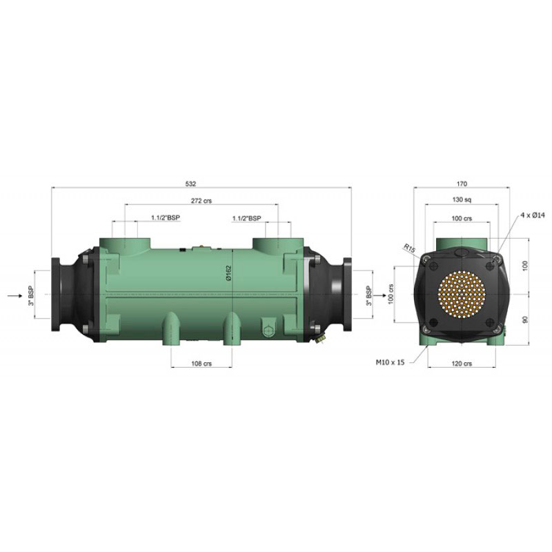 Теплообменник разборный Bowman 300 кВт трубки из купроникеля (3708-2C - 5115-5C)