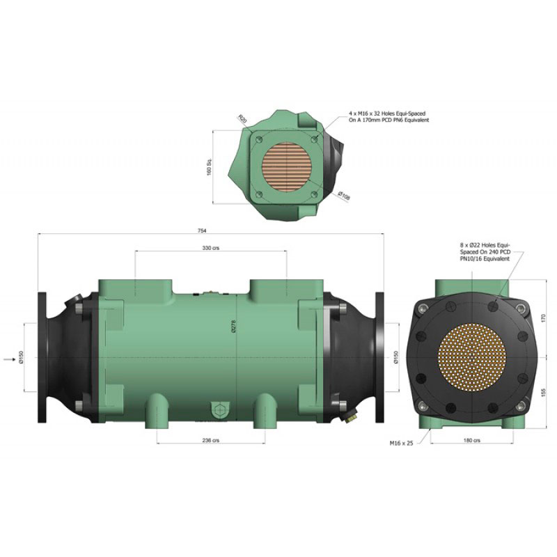 Теплообменник разборный Bowman 1055 кВт трубки из купроникеля (5119-3C)