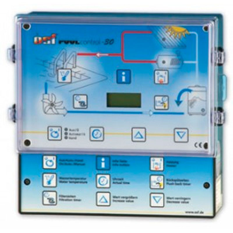 Блок управления фильтрацией и нагревом OSF Pool-Control-30 с устройством управления обратной промывкой, дисплеем и кнопкой отключения солара, 220 В, 1 кВт (310.008.2530)