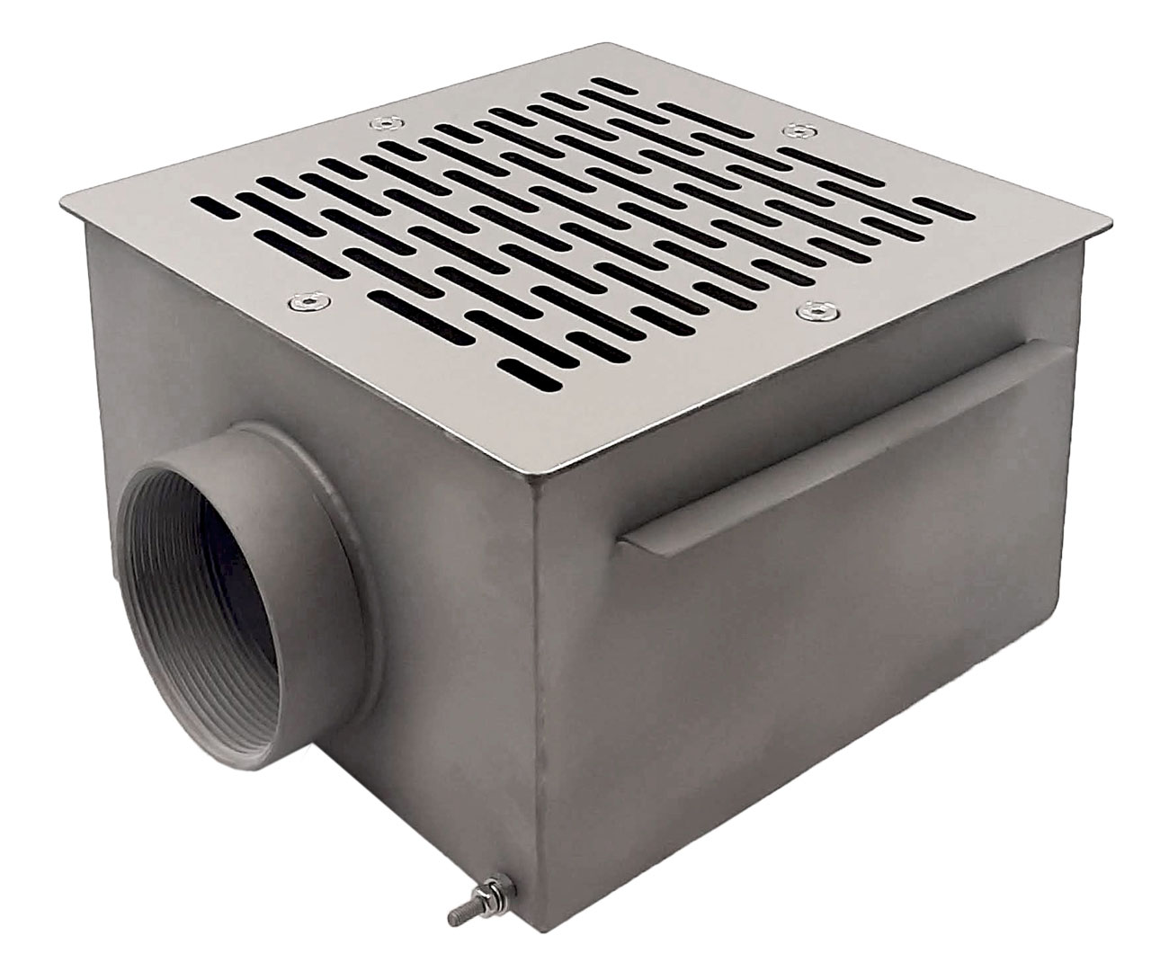 Донный слив квадратный с пазами 12 м3/час Xenozone, ВР 2.5" 200x200x120 (плёнка), AISI-304 (СД.20.2)