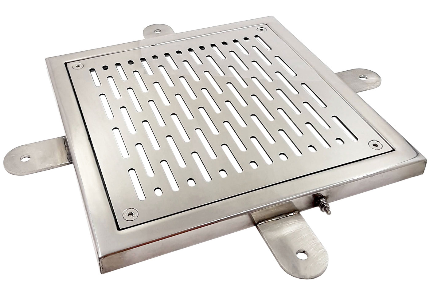 Решетка донного слива с пазами 25 м3/час Xenozone 300x300 (плитка), AISI-304 (РД.30.1)